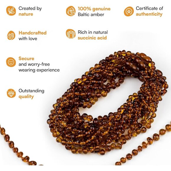 Baltic Amber Necklace Authentic, Certified - 12.5 inches - Unisex Jewelry - Poli - Picture 3 of 7